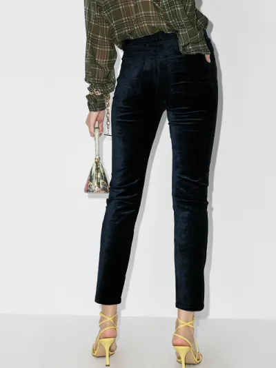 velvet slim leg trousers