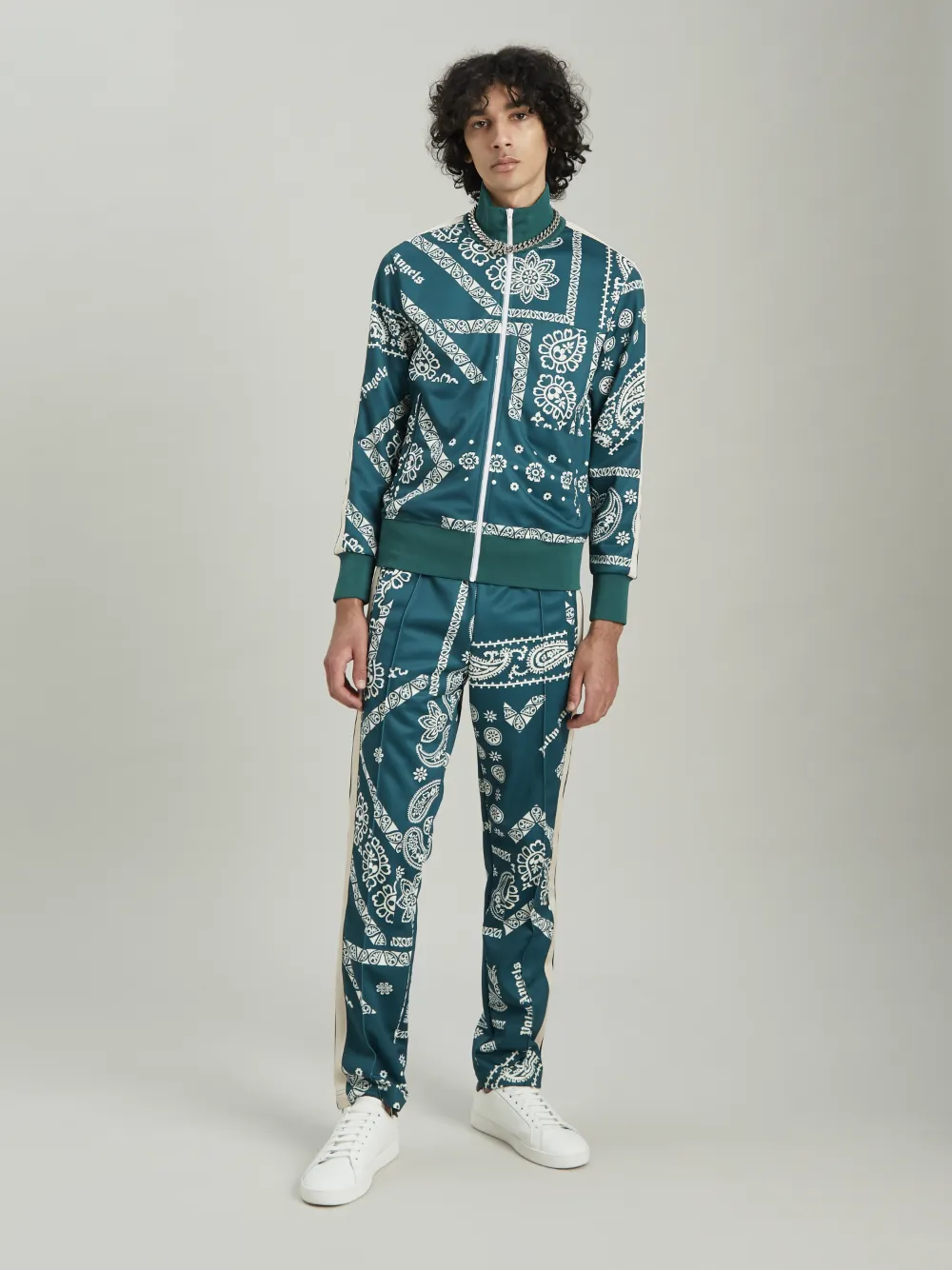 BANDANA TRACK JACKET in green Palm Angels® Official