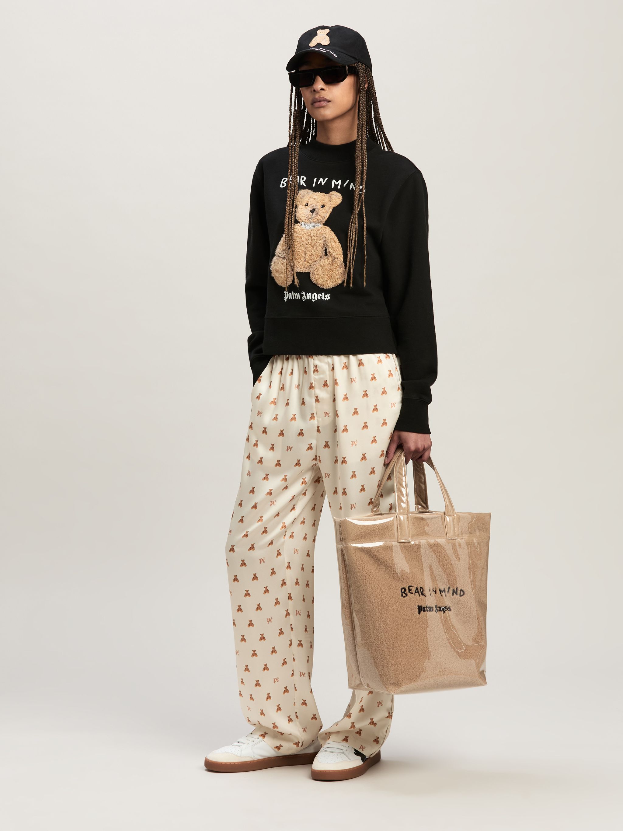 Bear In Mind Tote Bag in brown - Palm Angels® Official