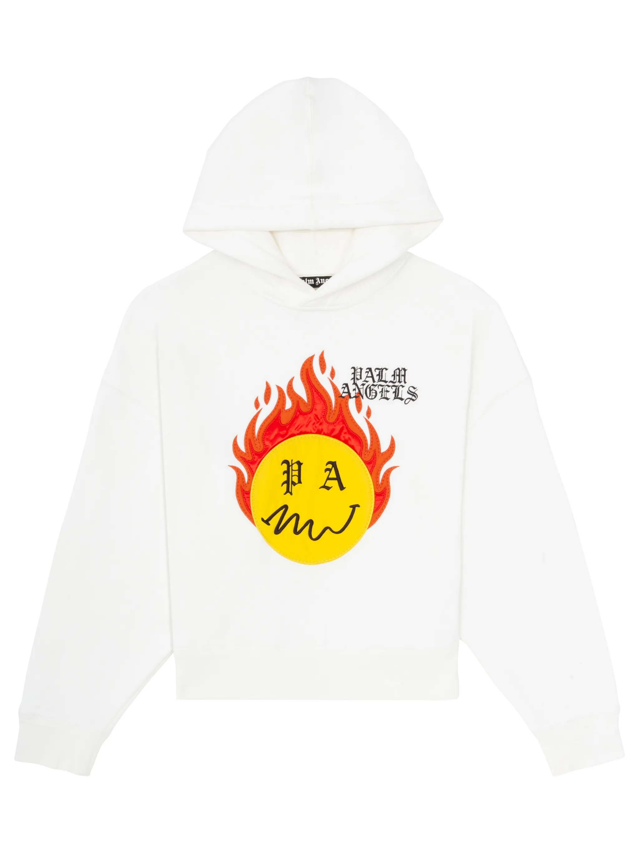 palm angels logo over hoodie