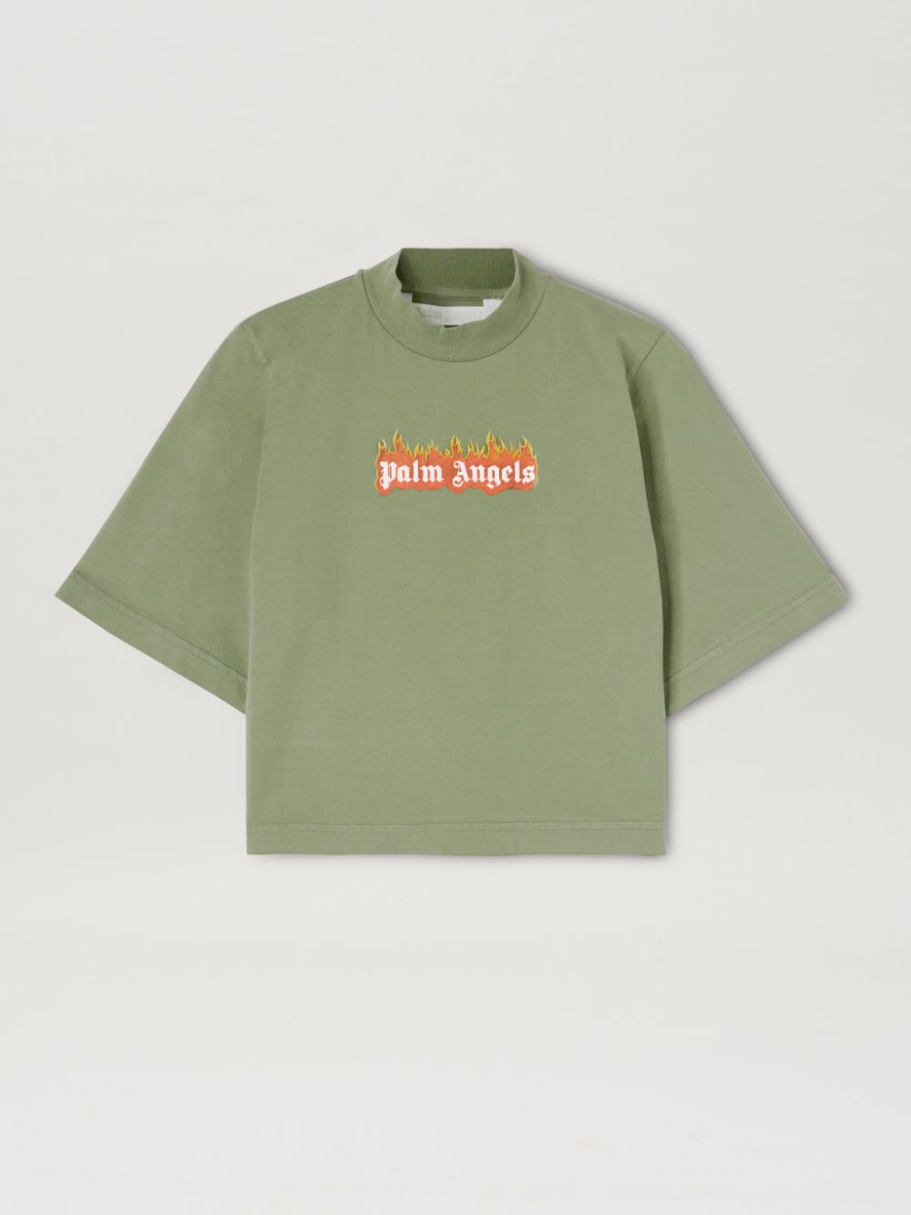 BURNING LOGO FITTED TEE in green - Palm Angels® Official