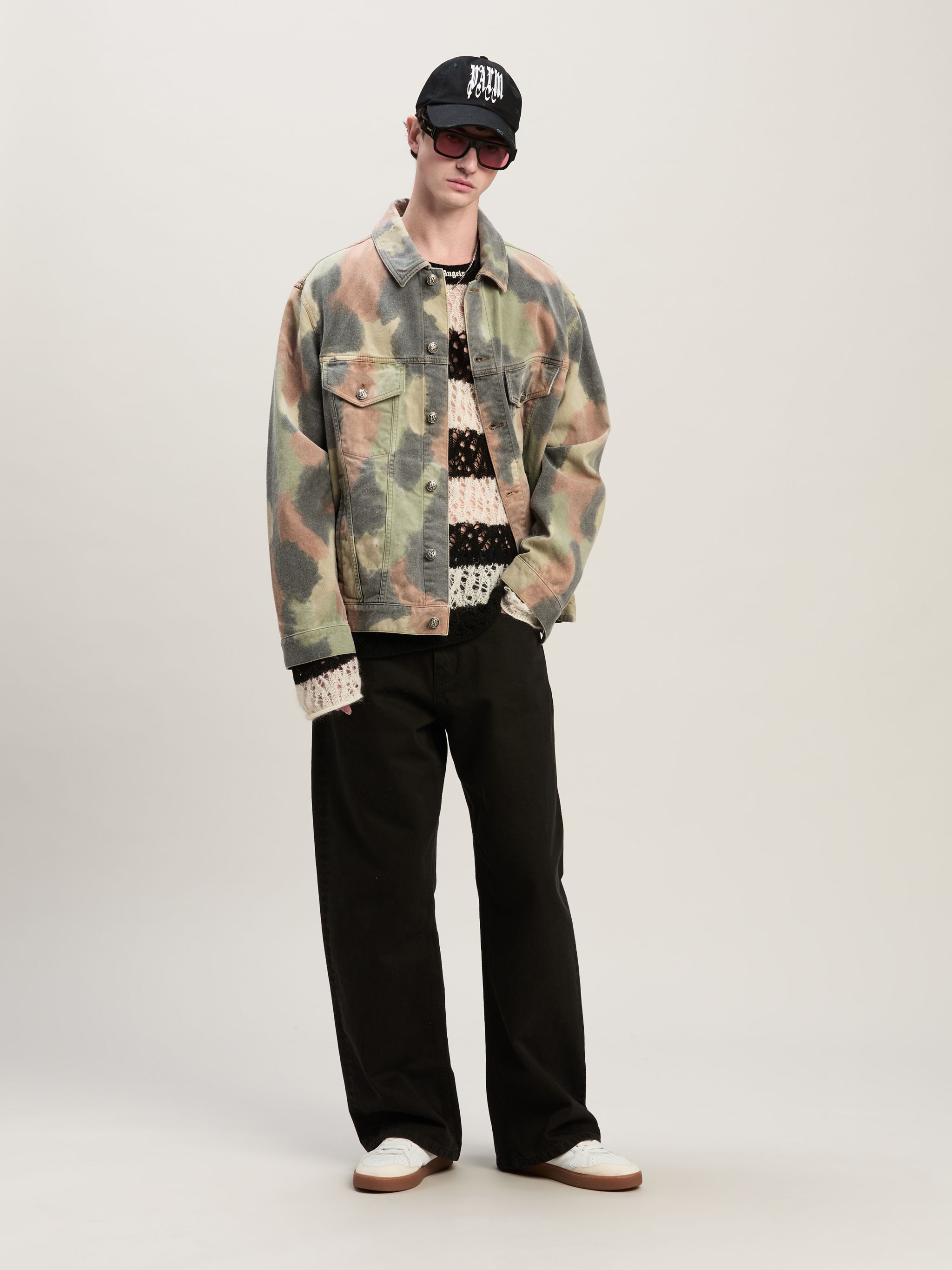 Camouflage Denim Jacket in green Palm Angels Official