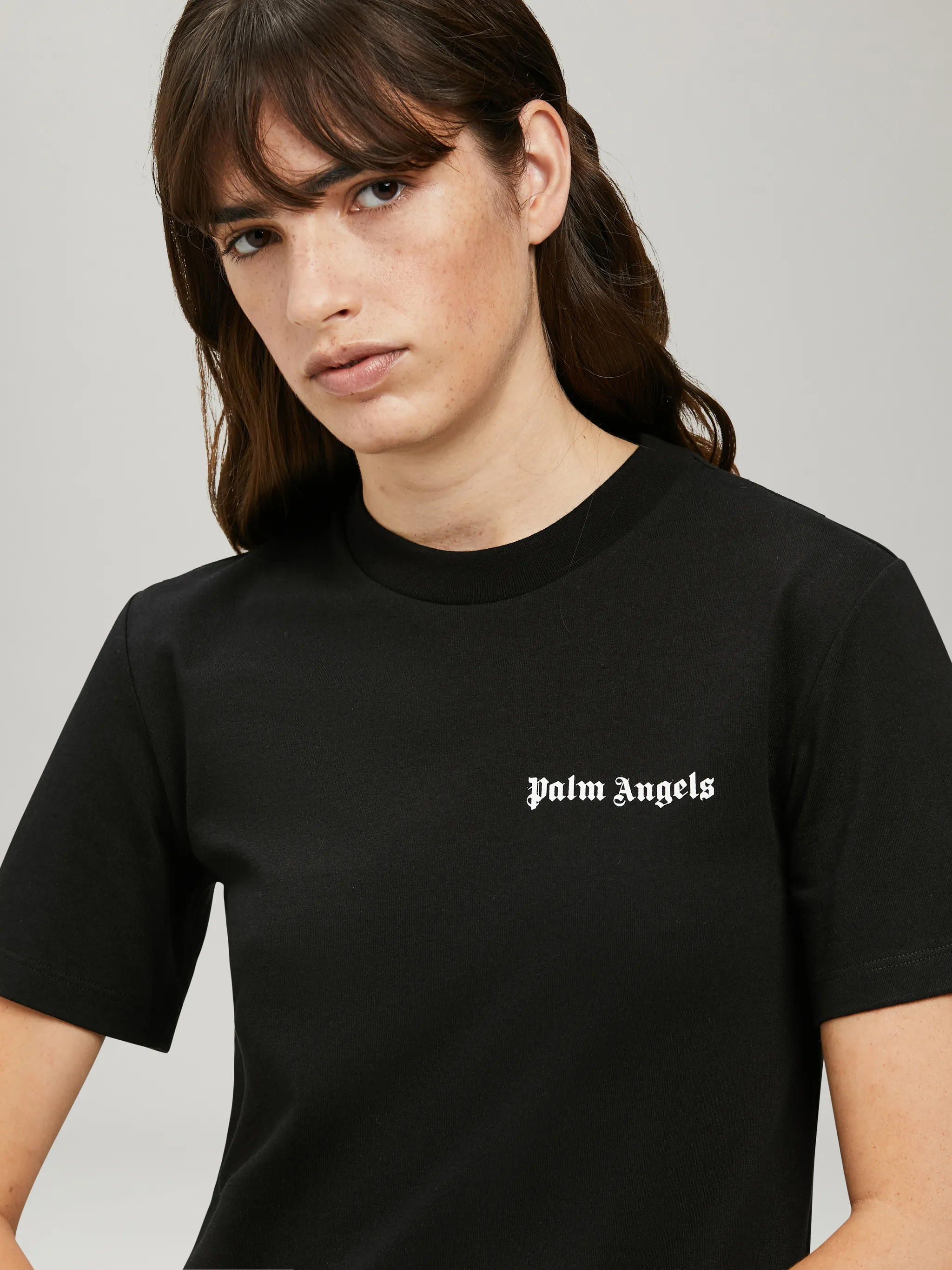 Palm angels black logo best sale t shirt