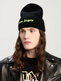 Classic Logo Ribbed Beanie in black - Palm Angels® Official