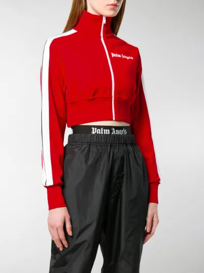 red cropped track jacket
