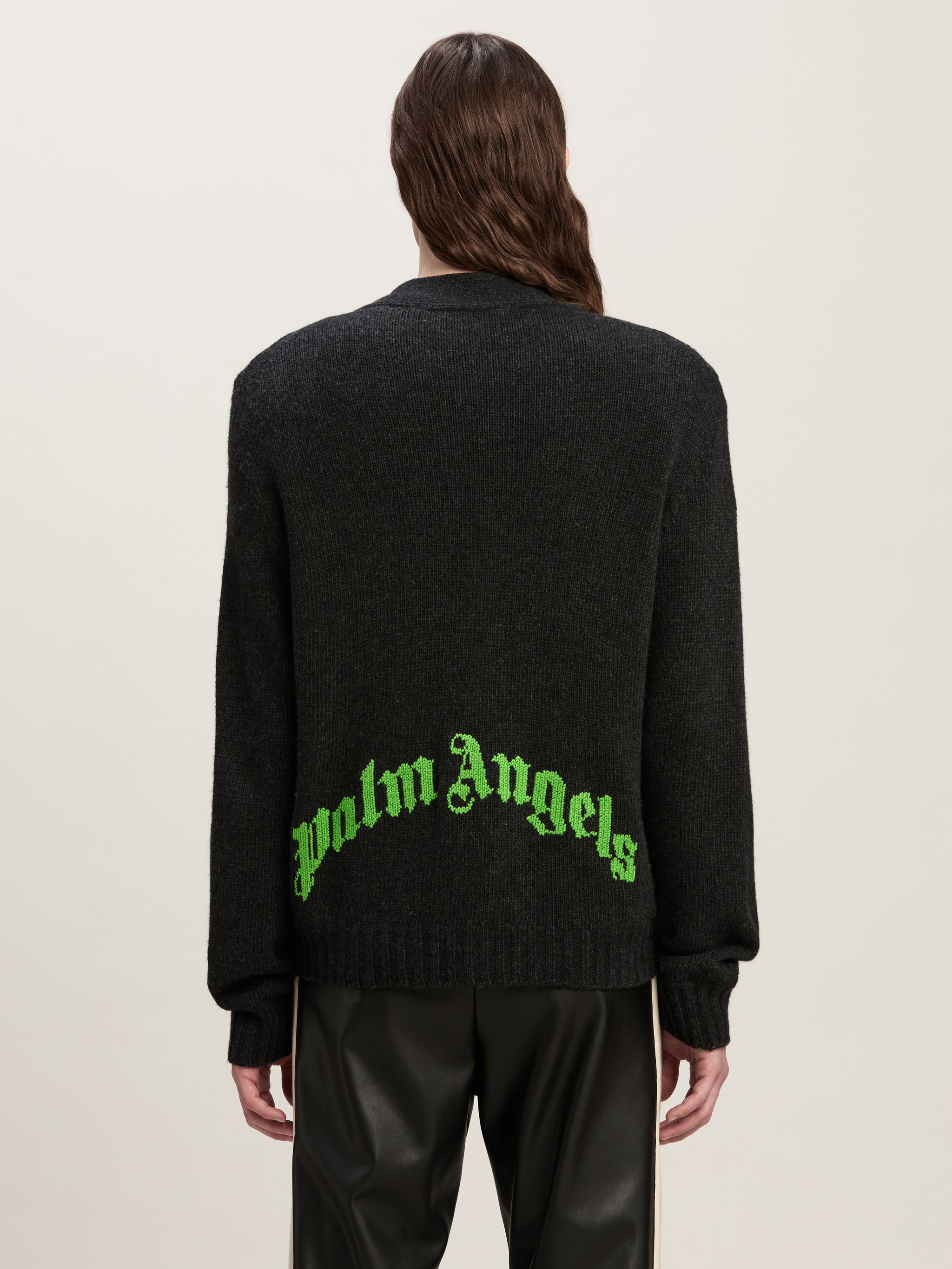 Curved Logo Cardigan on Sale - Palm Angels® Official