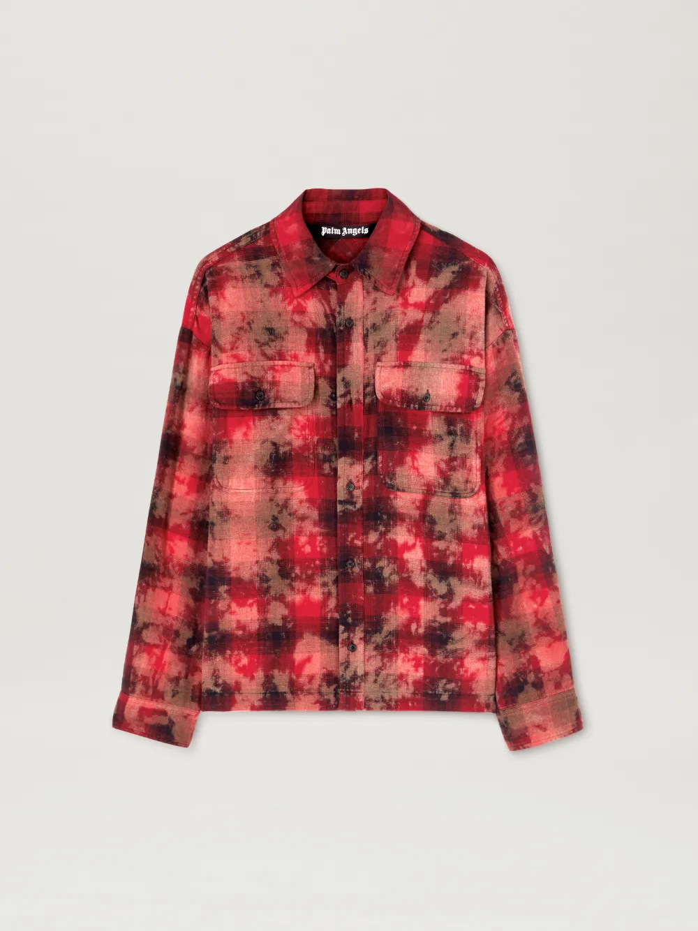 Curved Logo Check Shirt in red - Palm Angels® Official