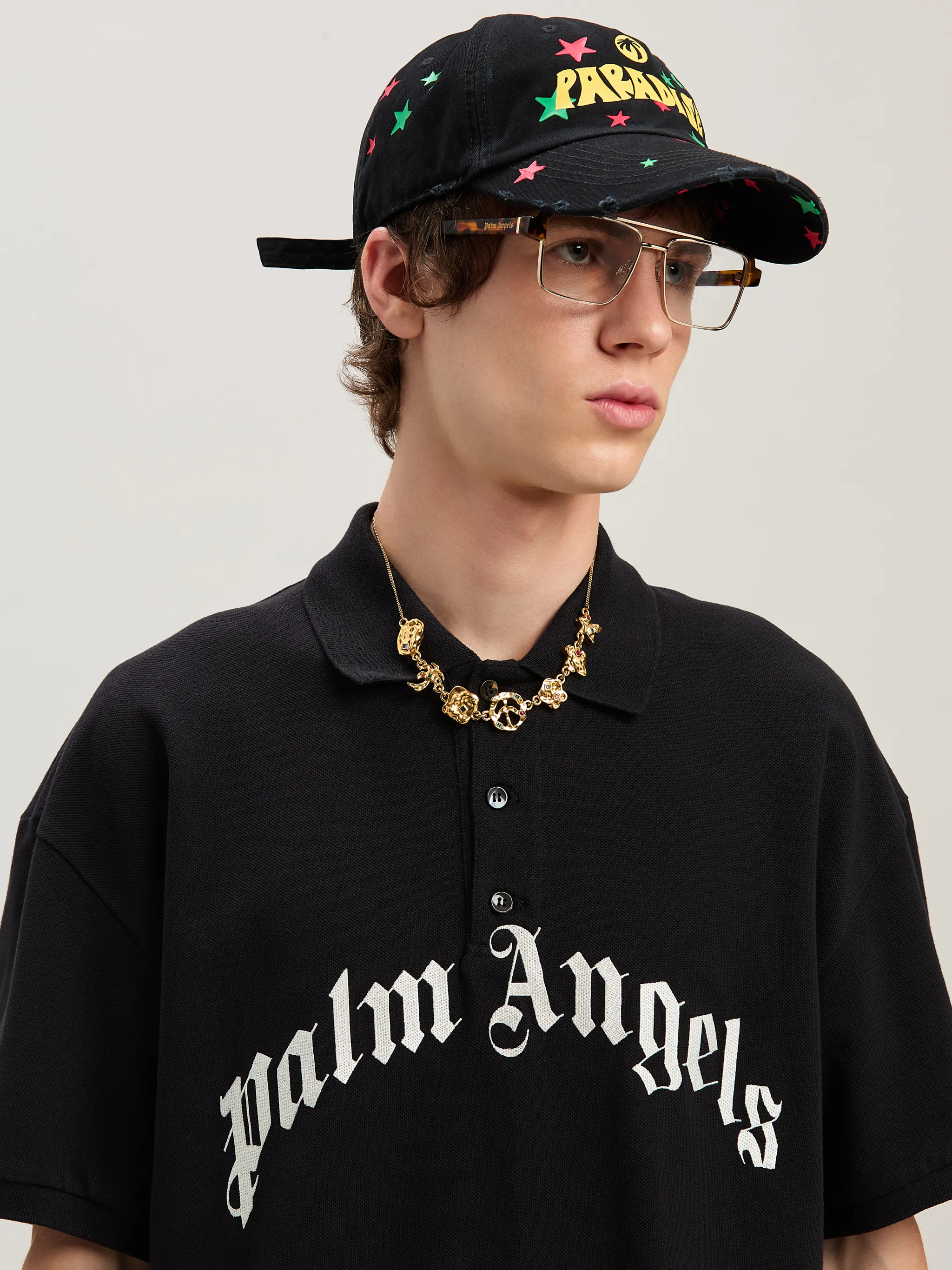 PALM ANGELS Black Rainbow Track Jacket Stripe
