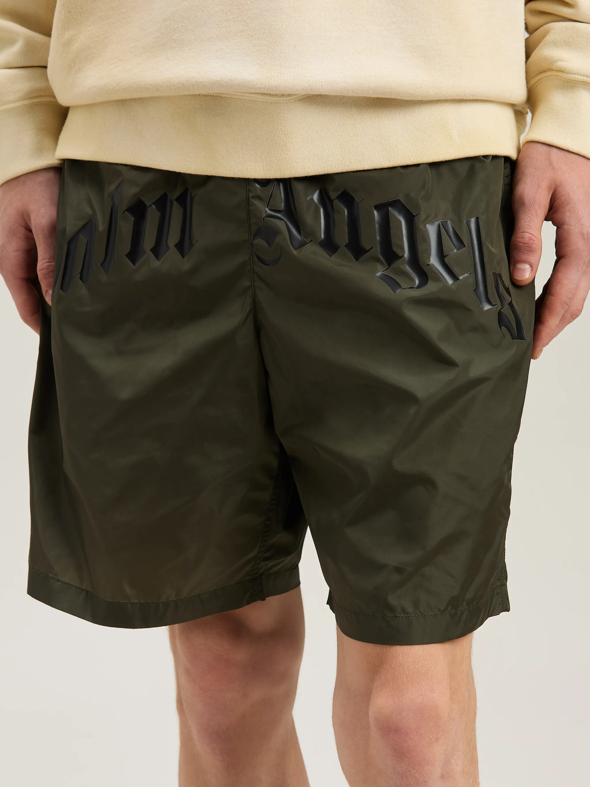 Palm Angels Burning Flames Print Swim Shorts Black/Orange