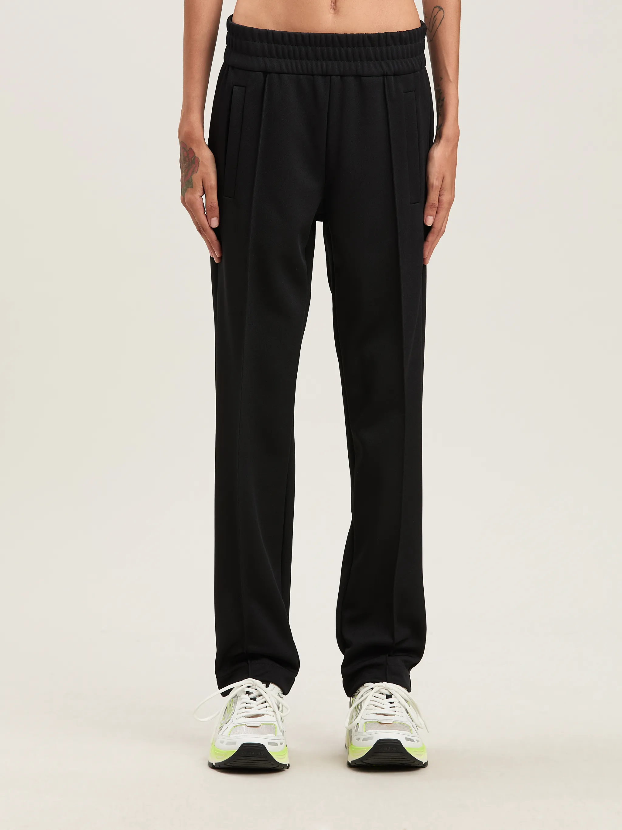 Curved logo Track Pants in 1003 black - off white - Palm Angels® Official
