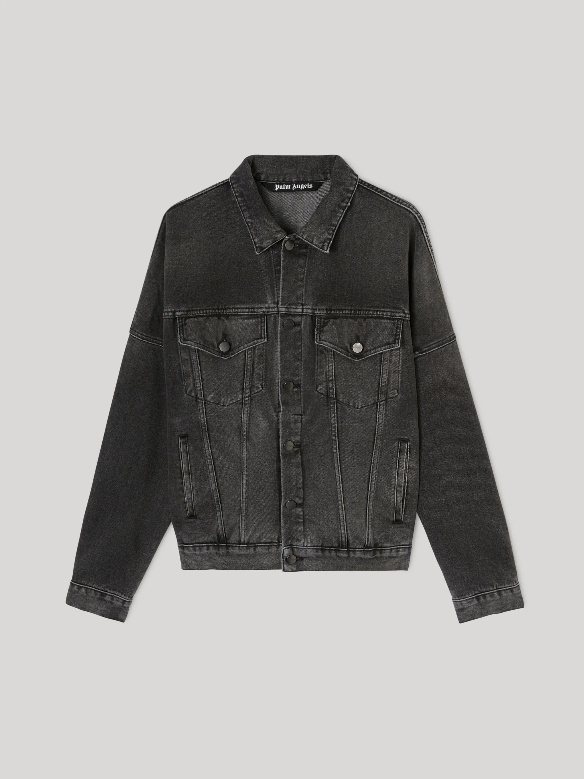 GIACCA DENIM NERA CON LOGO - Sito ufficiale di Palm Angels®