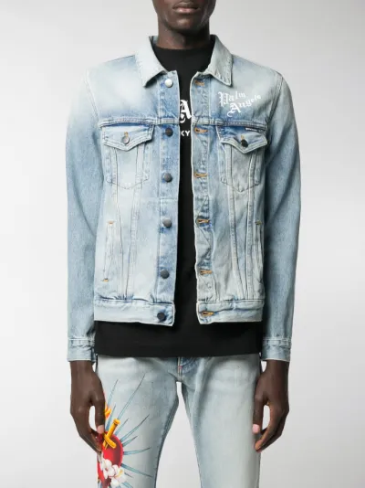 Palm Angels Giacca denim Sacred Heart blu | MODES