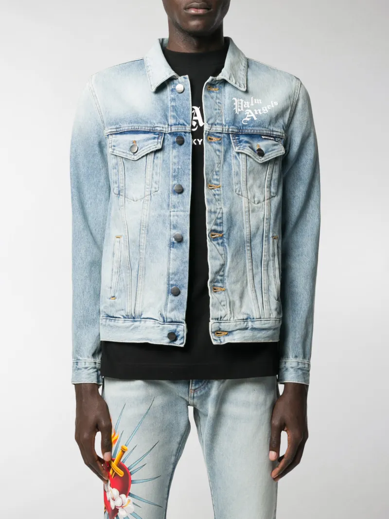 Palm Angels Giacca denim Sacred Heart blu | MODES