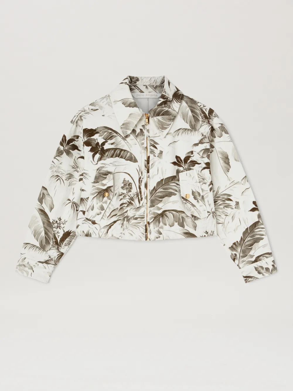 Jungle print crop Jacket in neutrals - Palm Angels® Official