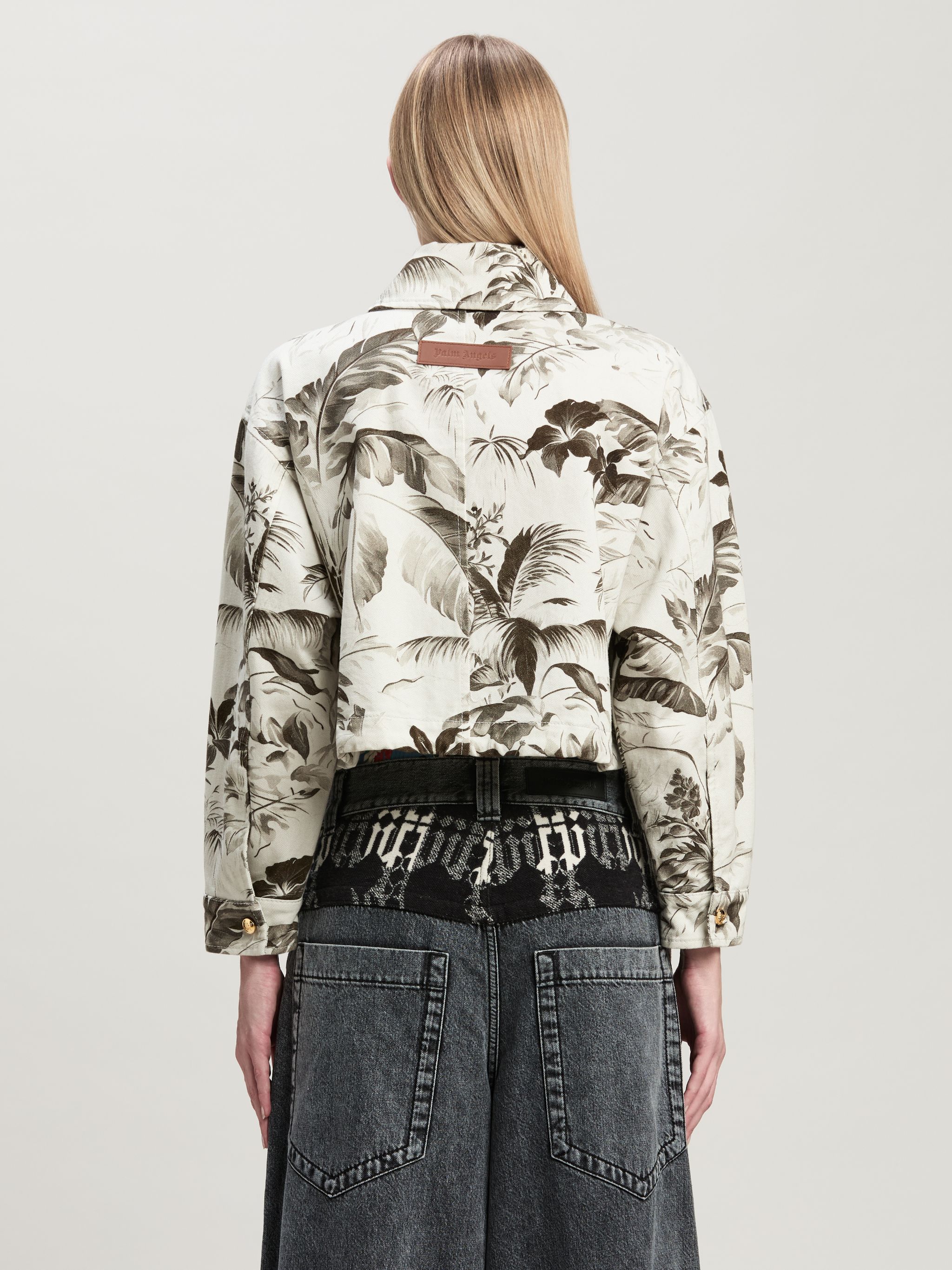 Jungle print crop Jacket in neutrals - Palm Angels® Official