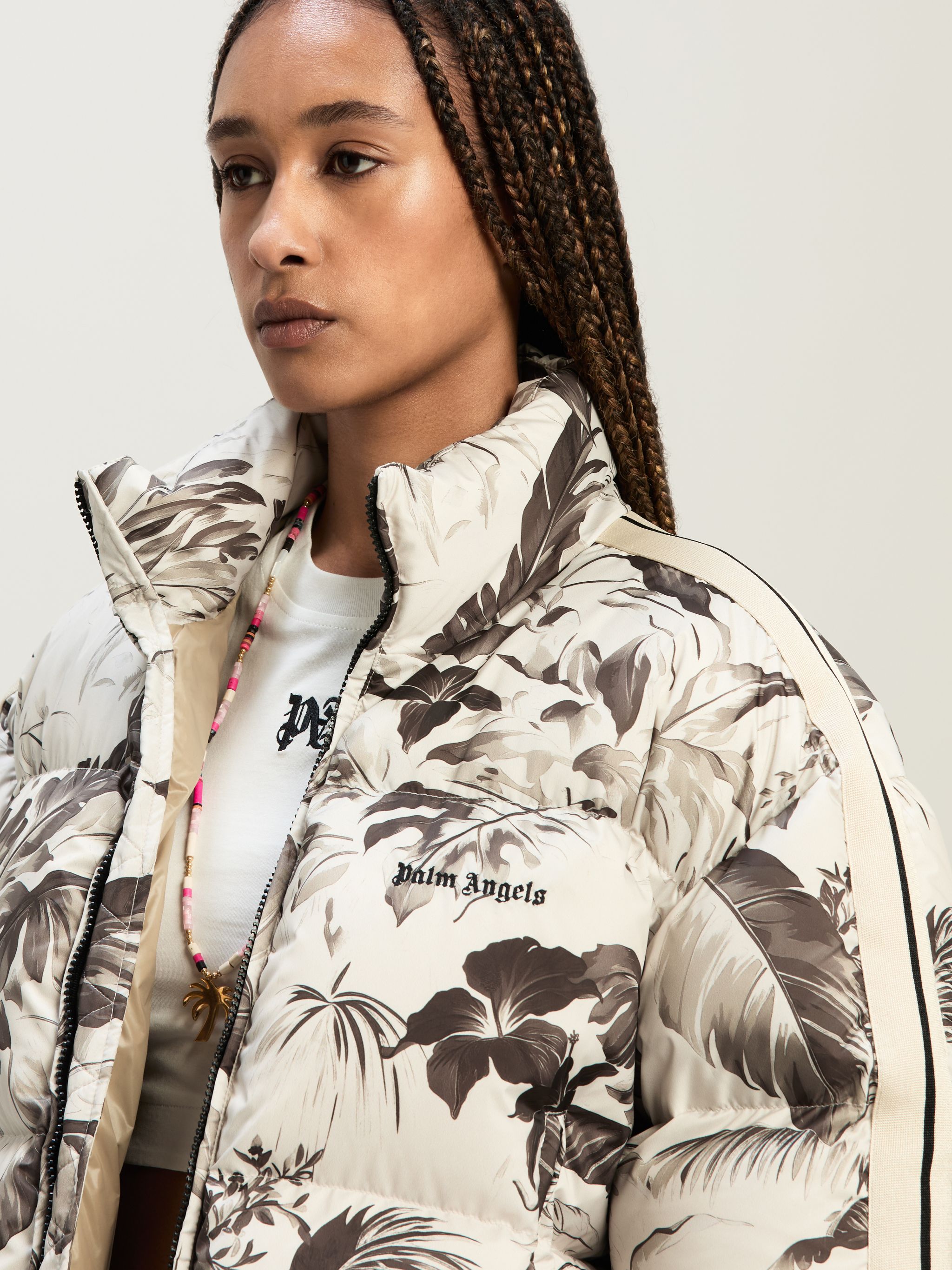 Jungle print Track Down Jacket in neutrals - Palm Angels® Official