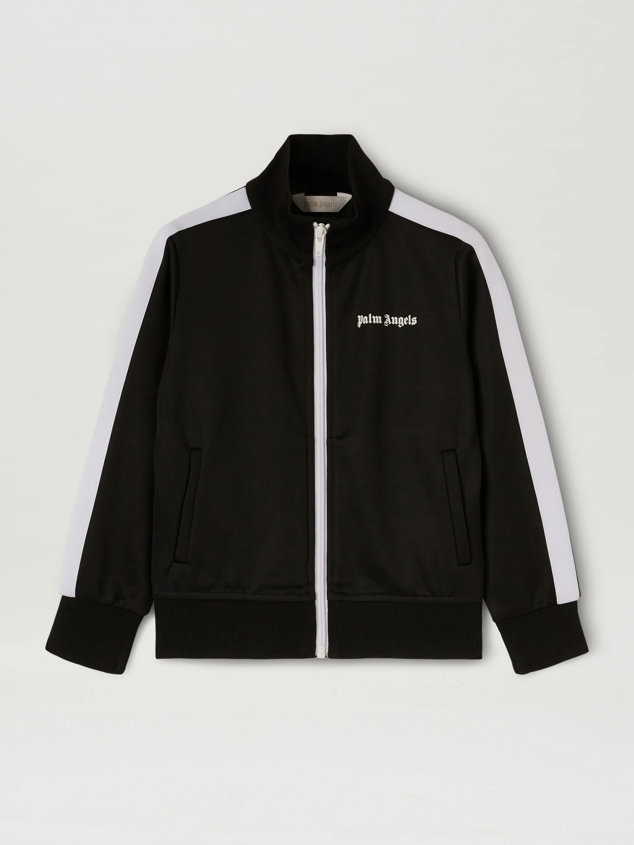 logo print track jacket in black Palm Angels Official