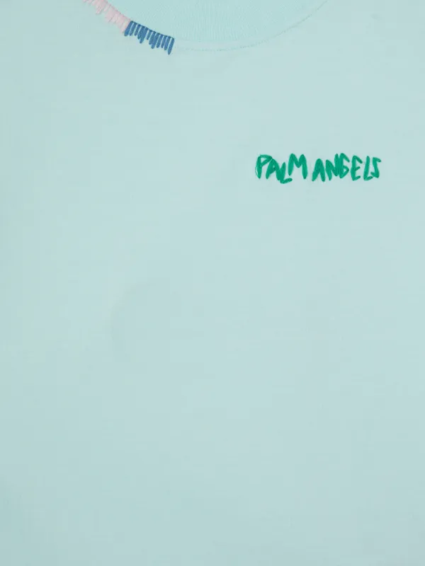 Palm Angels Kids Boys T Shirt In Light Blue