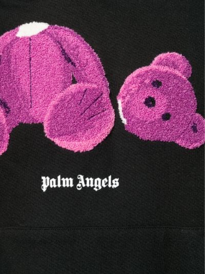 Palm Angels Teddy Bear Hoodie Black/Purple
