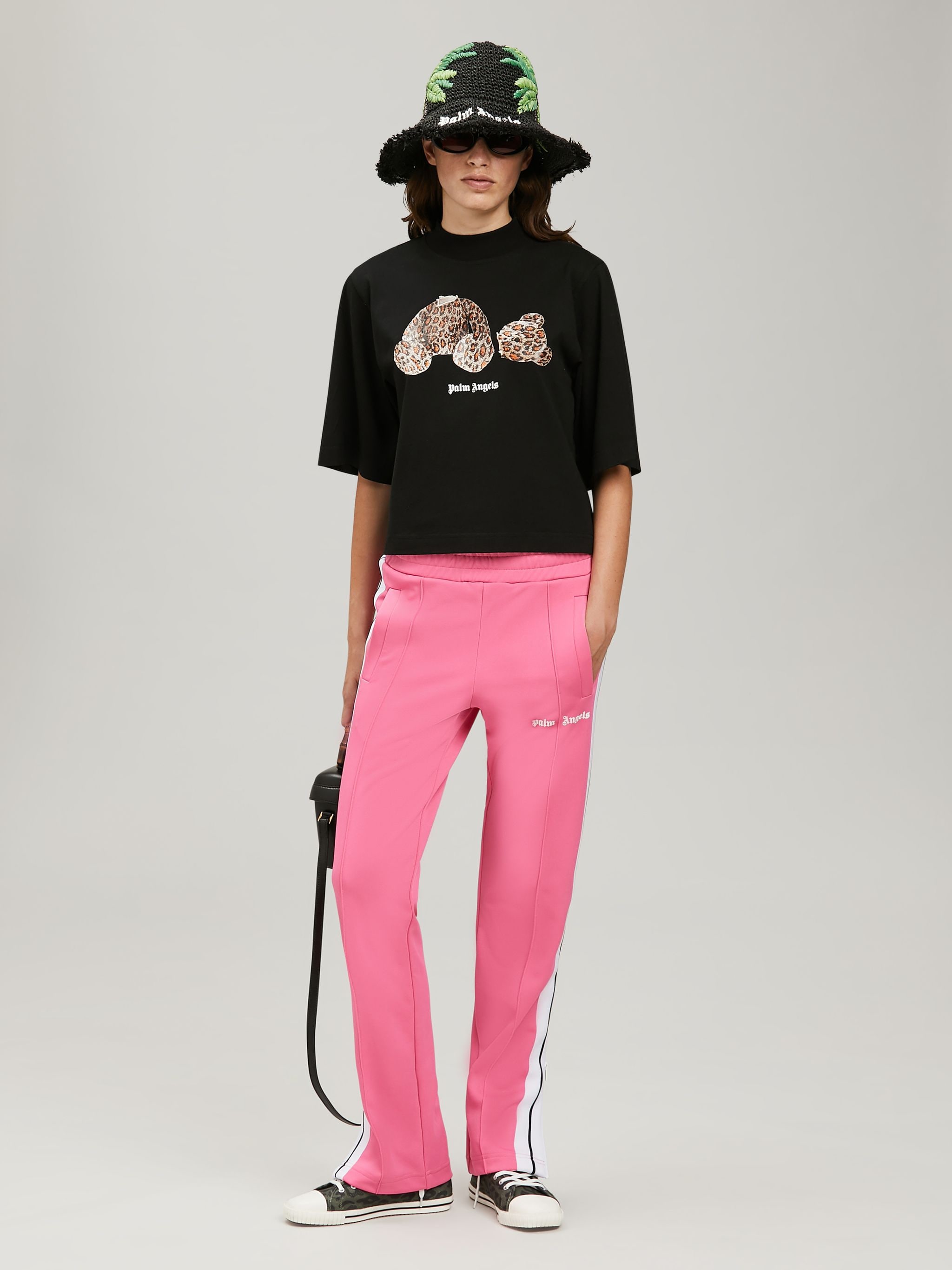 LEOPARD BEAR CROPPED T-SHIRT in black - Palm Angels® Official