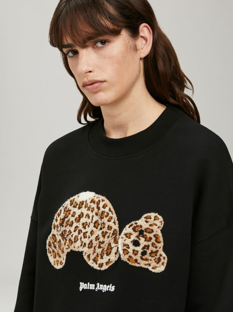 LEOPARD BEAR SWEATSHIRT in black - Palm Angels® Official