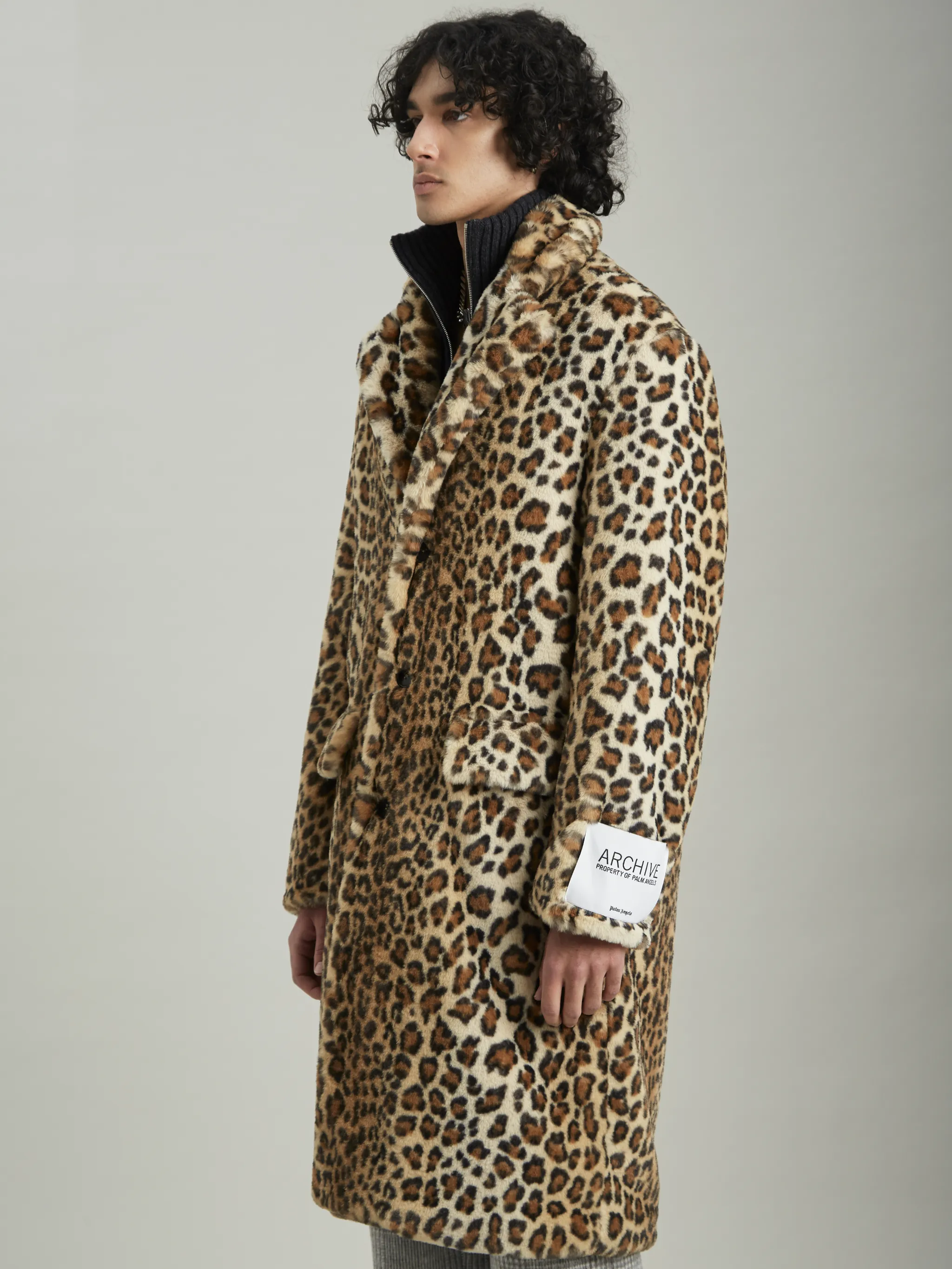 Mens leopard fur on sale coat