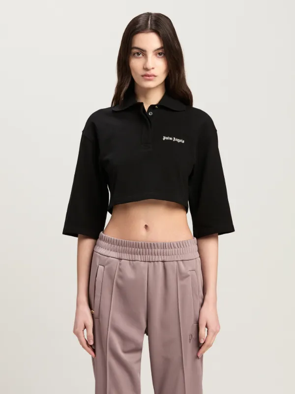 Logo Cropped Polo in black - Palm Angels® Official