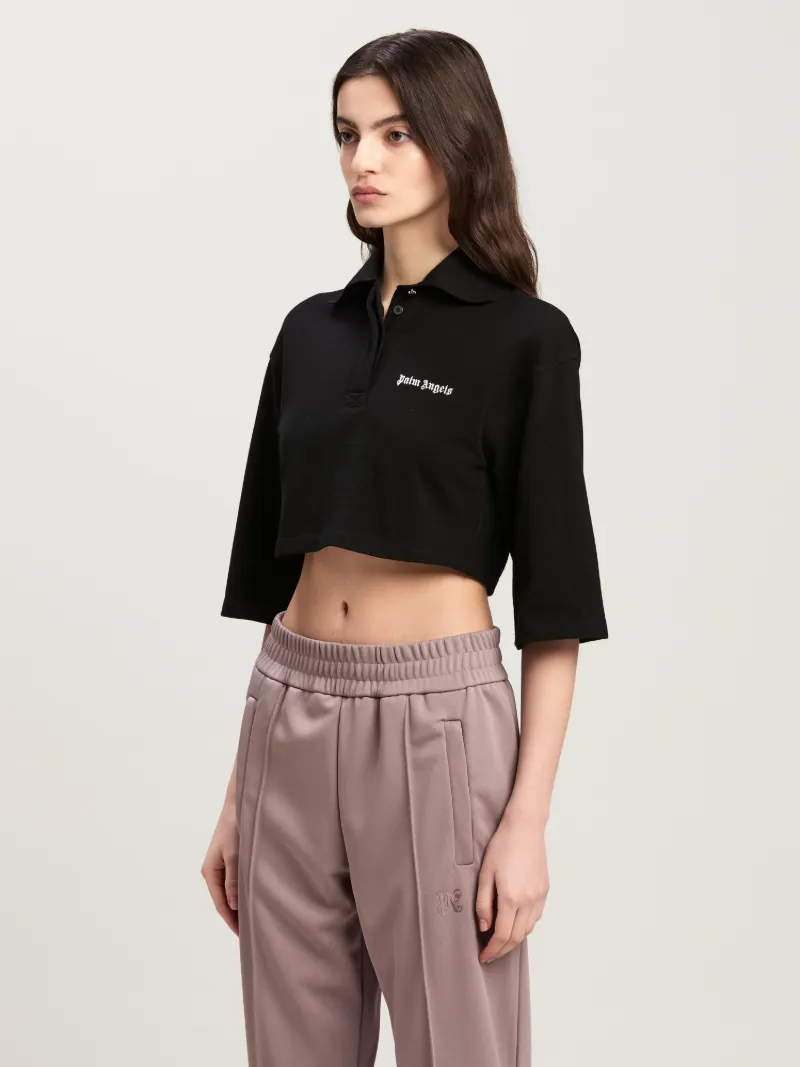 Logo Cropped Polo in black - Palm Angels® Official
