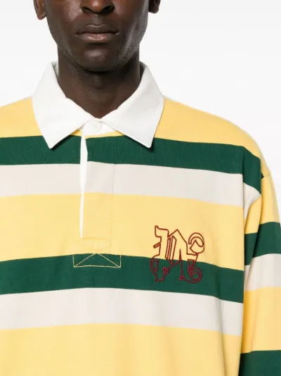 logo-embroidered stripe-pattern polo shirt | Palm Angels | Eraldo.com