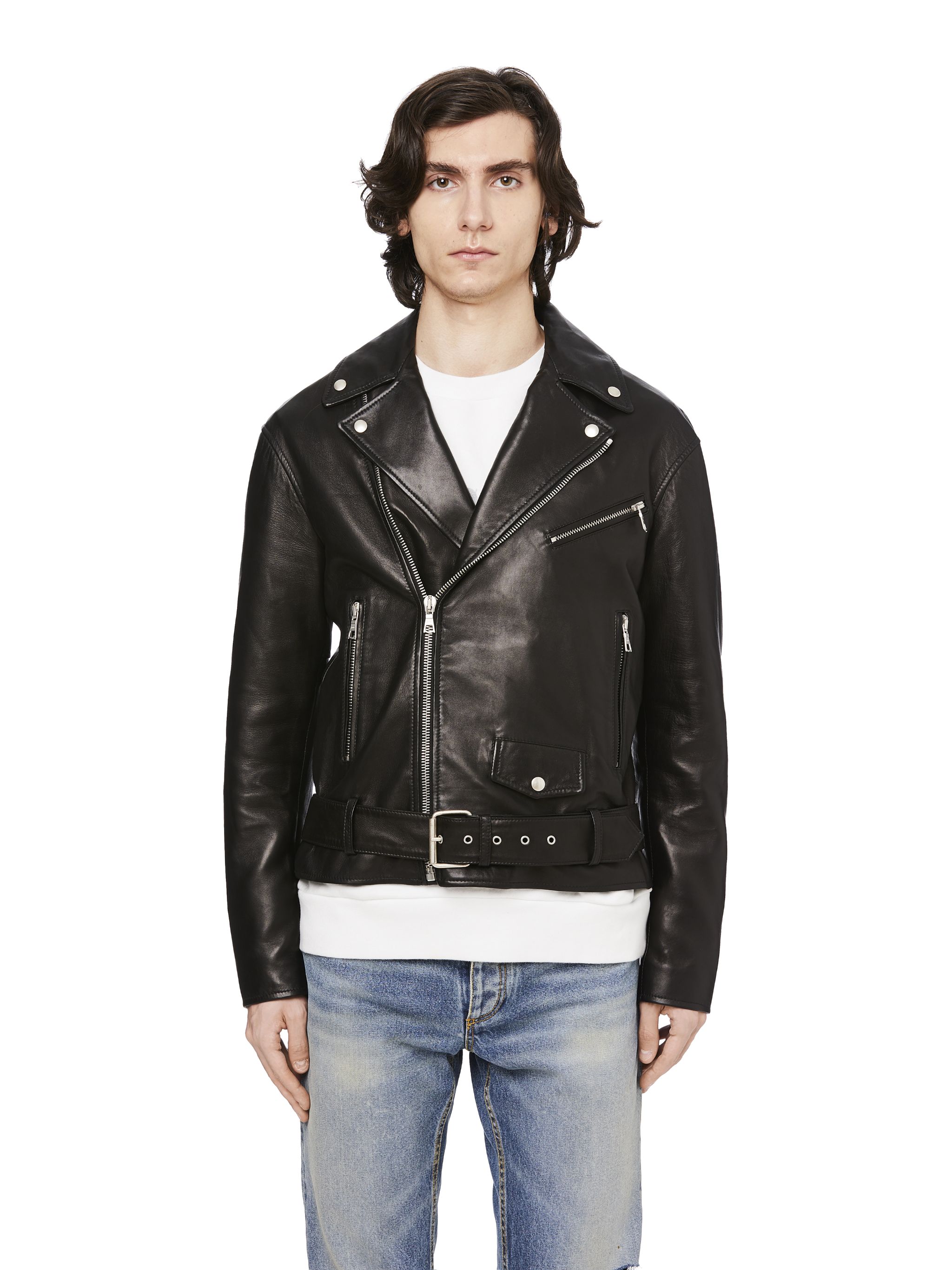 LOGO LEATHER JACKET in black - Palm Angels® Official