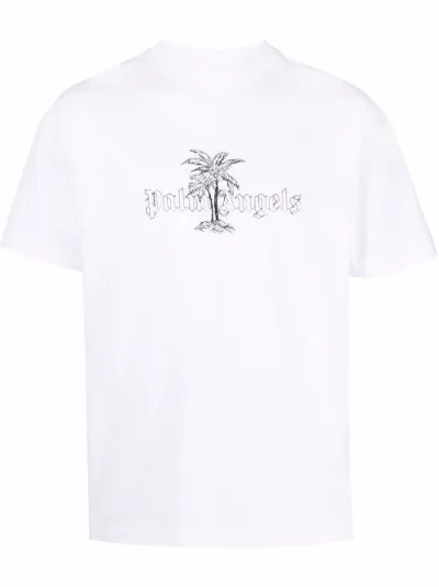 logo-print cotton T-shirt | Palm Angels 