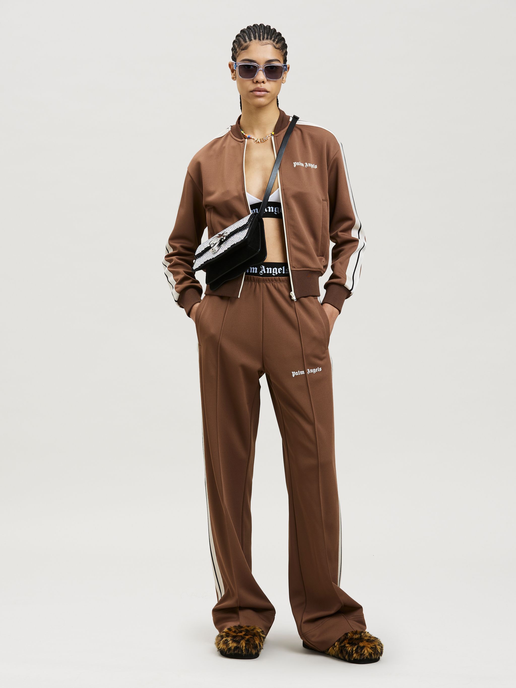 LOOSE TRACK PANTS in brown - Palm Angels® Official