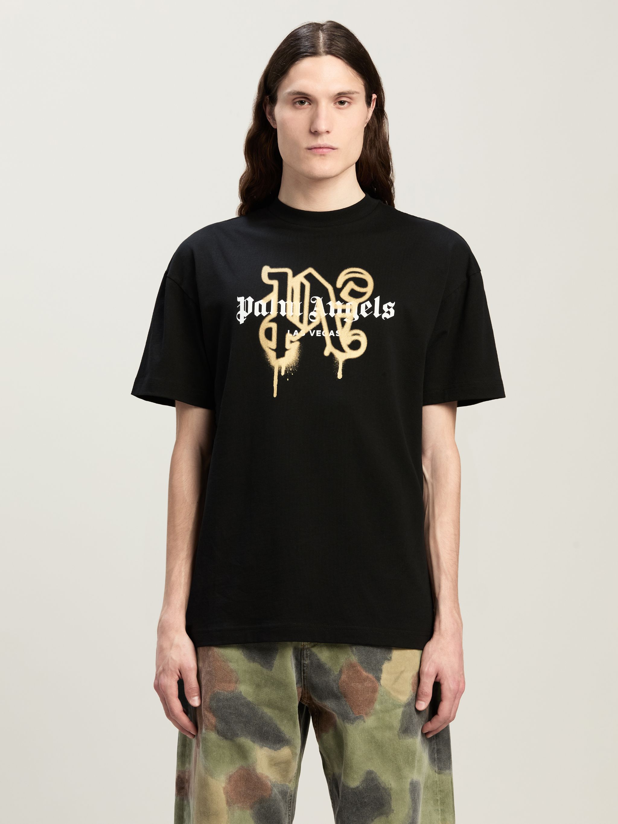 Monogram Spray City T-shirt Las Vegas in black - Palm Angels® Official