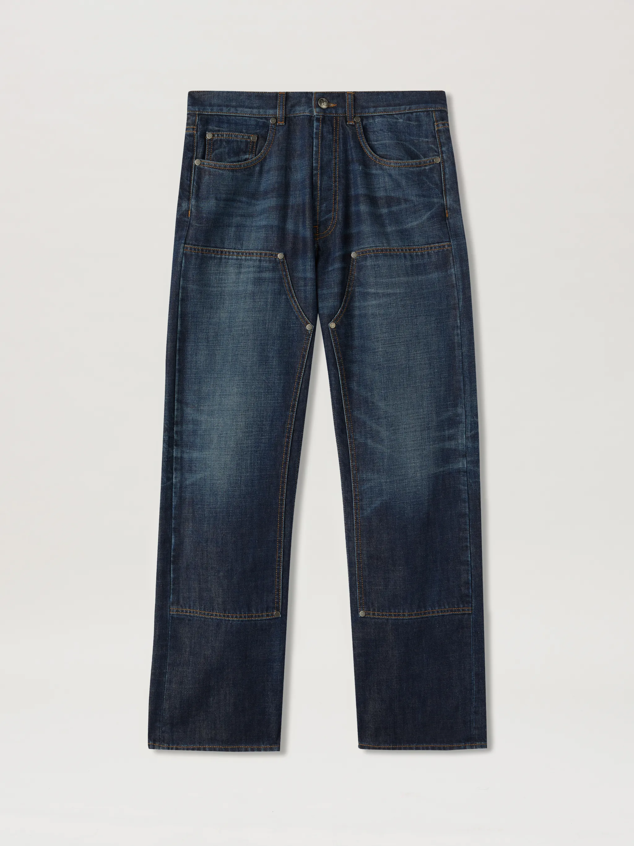 Monogram Workwear Denim in blue - Palm Angels® Official