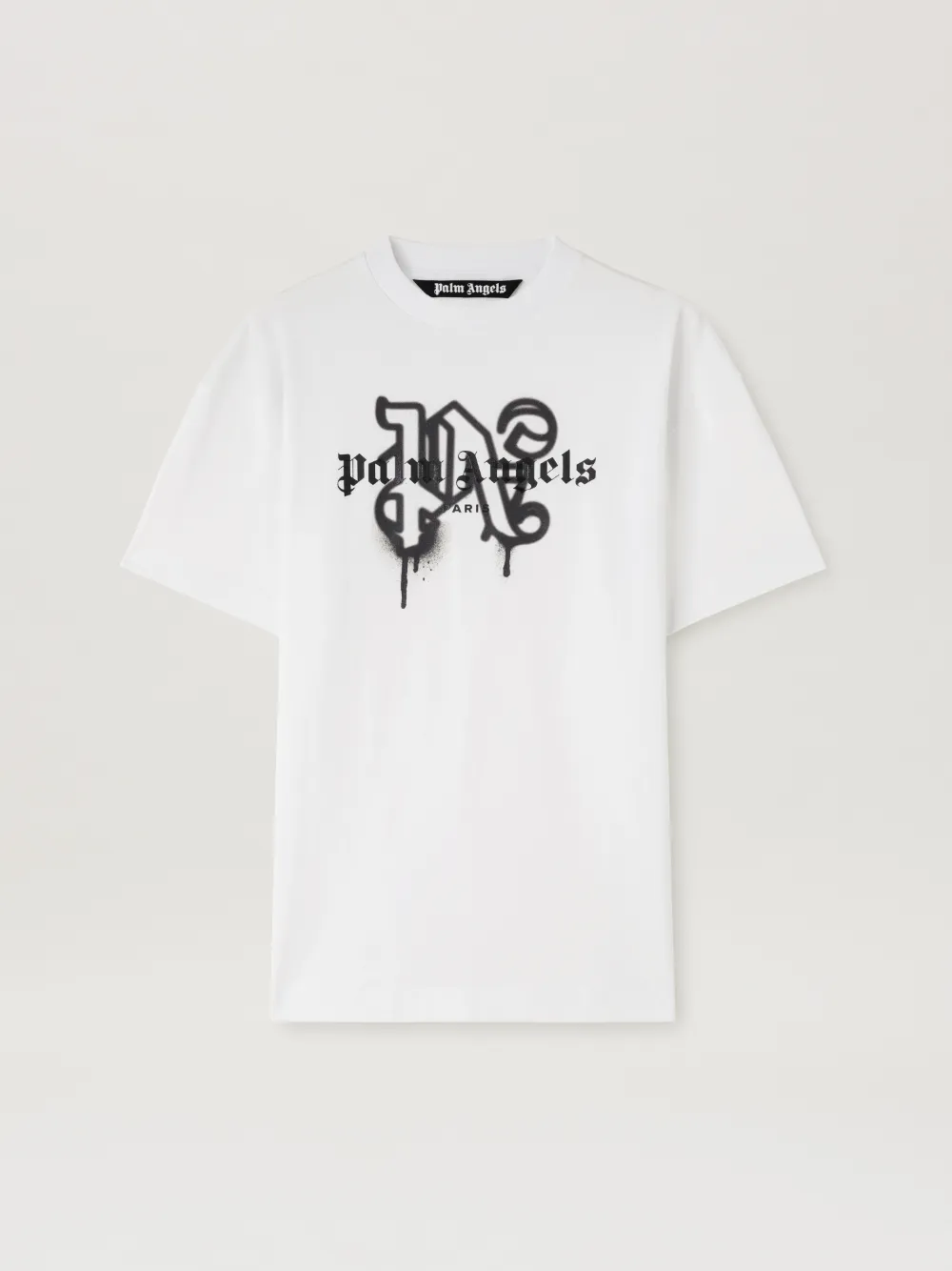 neck logo long sleeved crop T-shirt in white - Palm Angels neck logo long sleeved crop T-shirt in white - Palm Angels