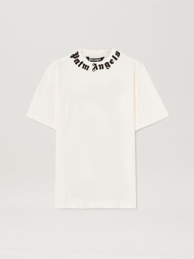 Neck logo T-shirt white in white - Palm Angels® Official