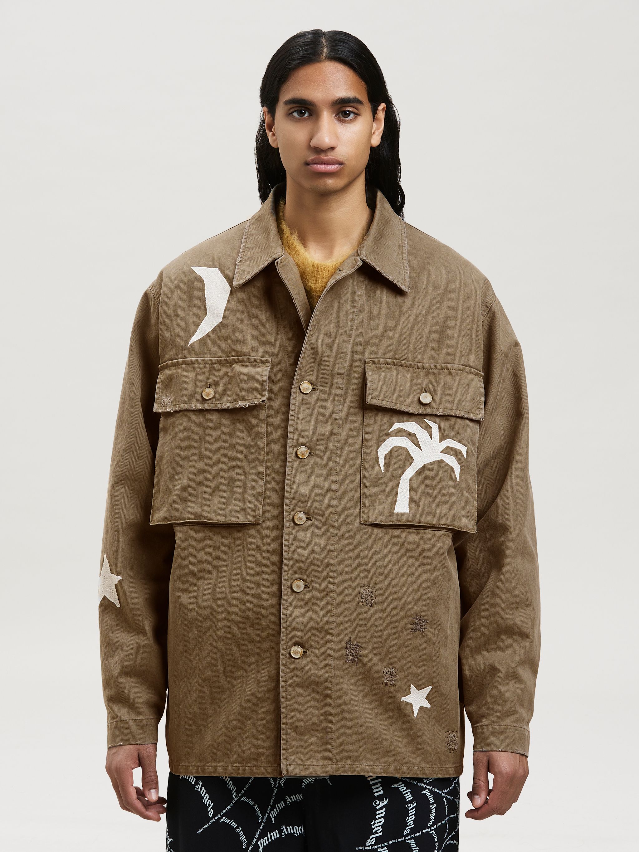 NIGHTSKY MILITARY JACKET in green - Palm Angels® Official