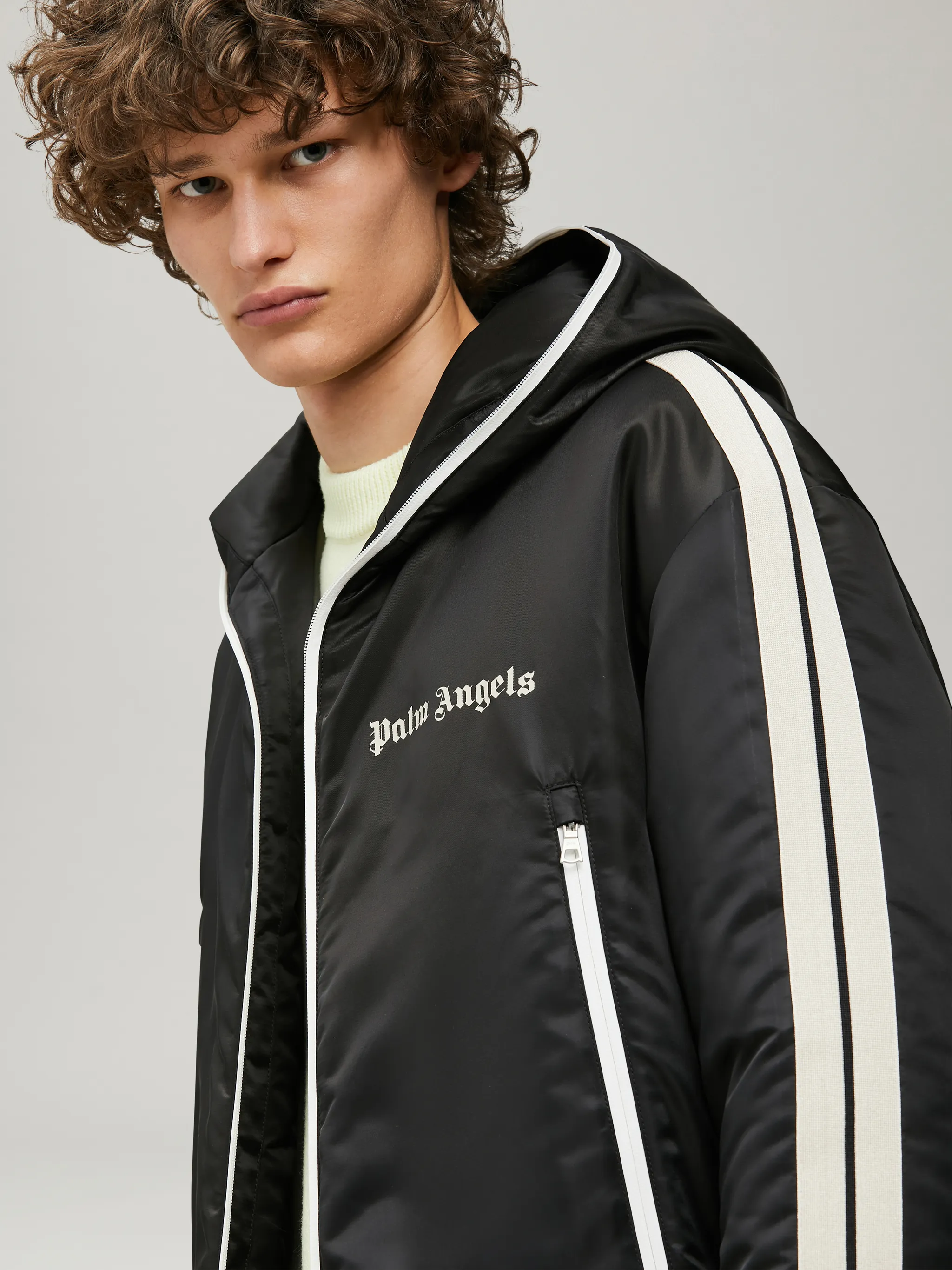 PADDED TRACK JACKET in black - Palm Angels® Official