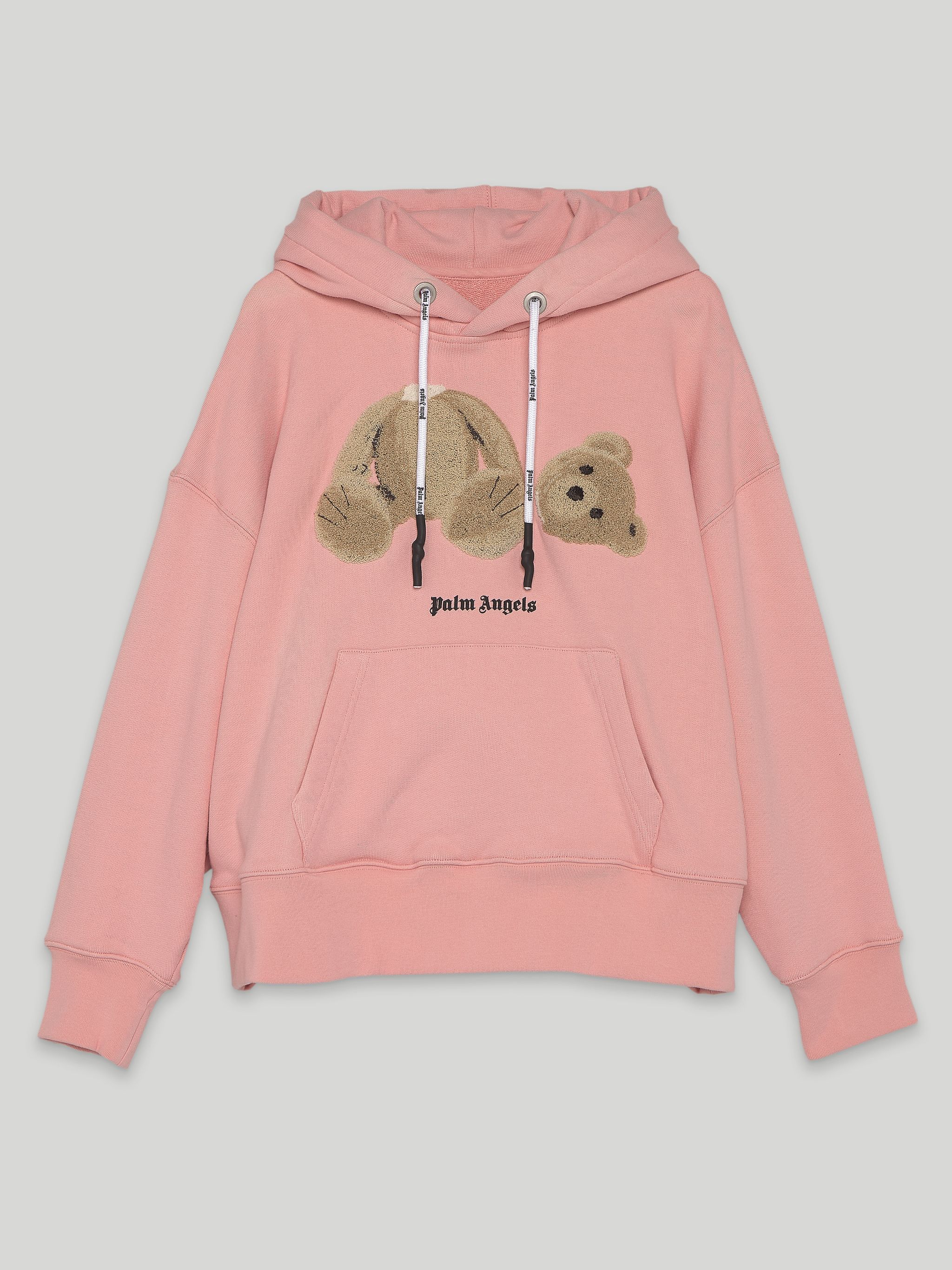 Palm Angels Teddy Bear Patch Hoodie in Pink for Men