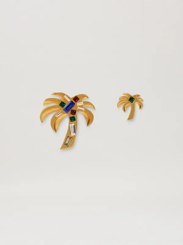 Palm Rhinestone Earrings in gold - Palm Angels® Official