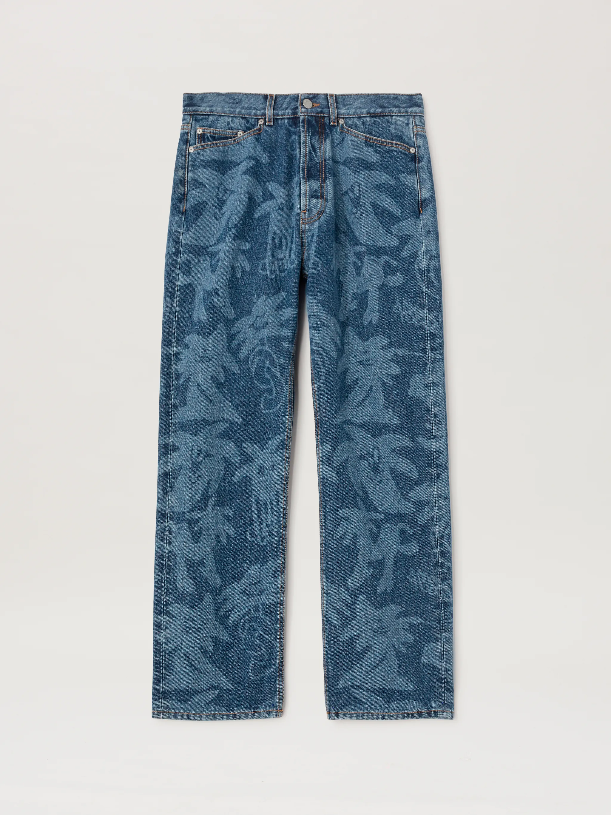 Palmity Allover Laser Denim in blue - Palm Angels® Official