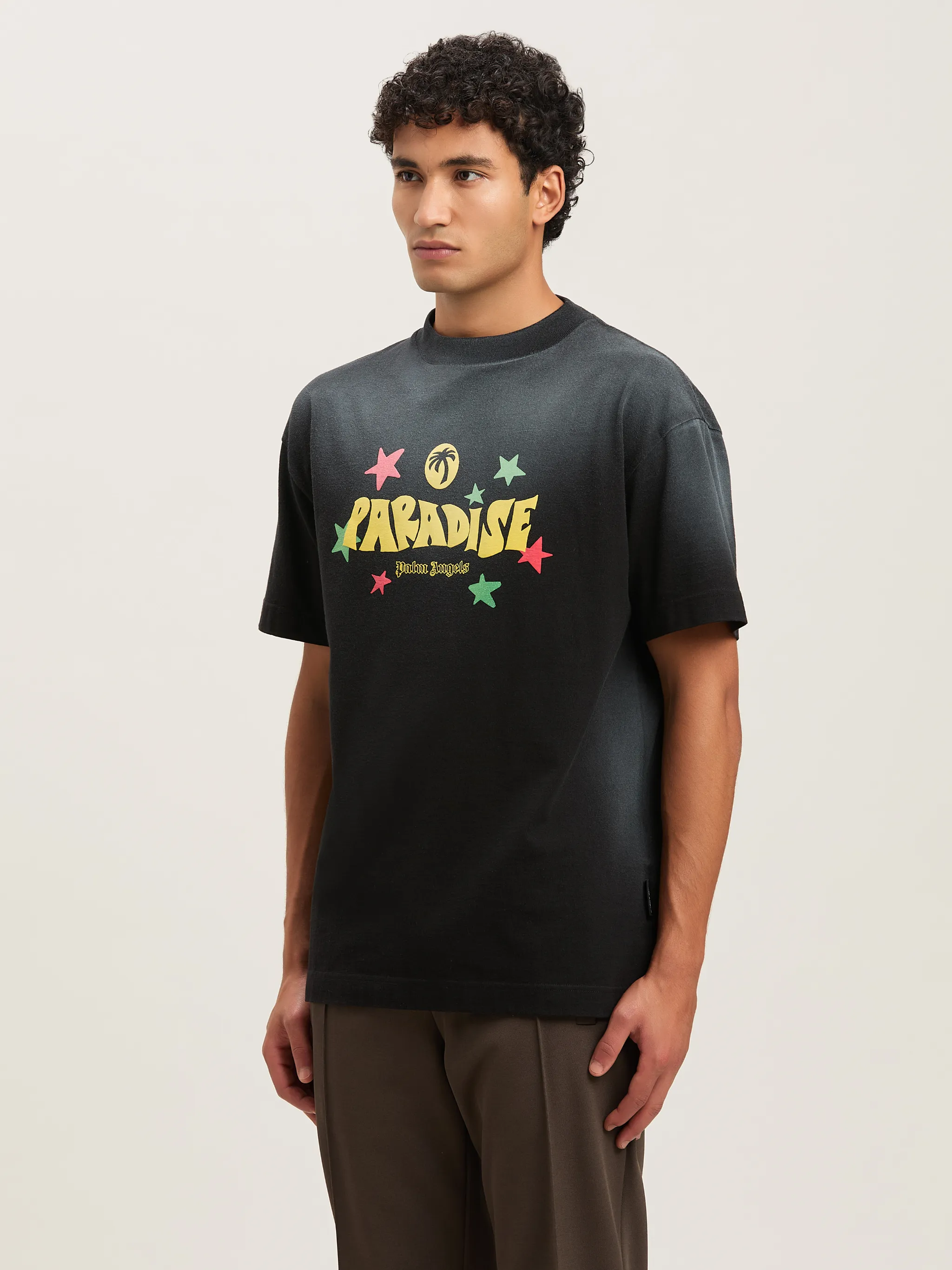 Paradise T-shirt in 1018 black - yellow - Palm Angels® Official