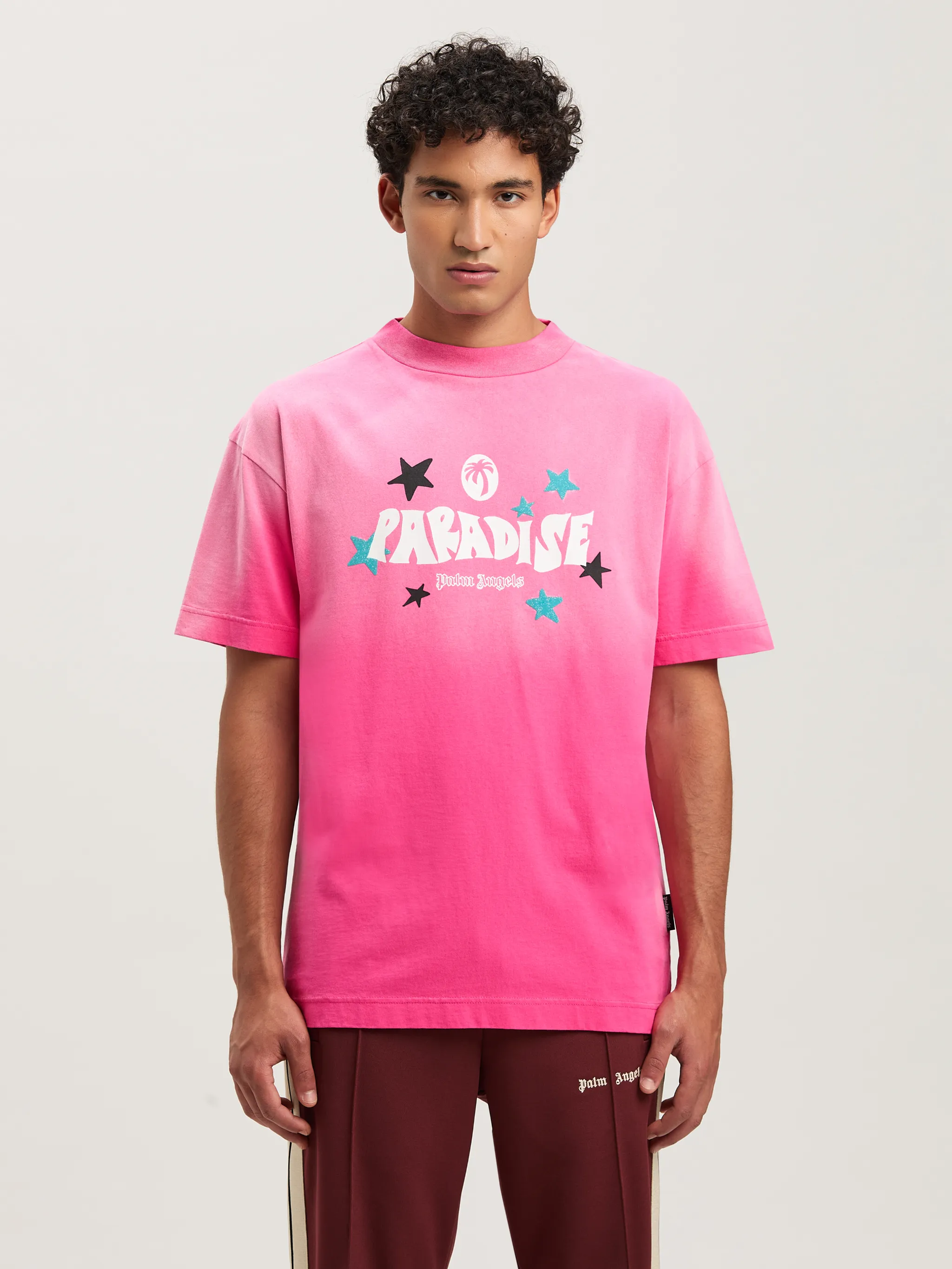 Paradise T-shirt in 3203 fuchsia - off white - Palm Angels® Official