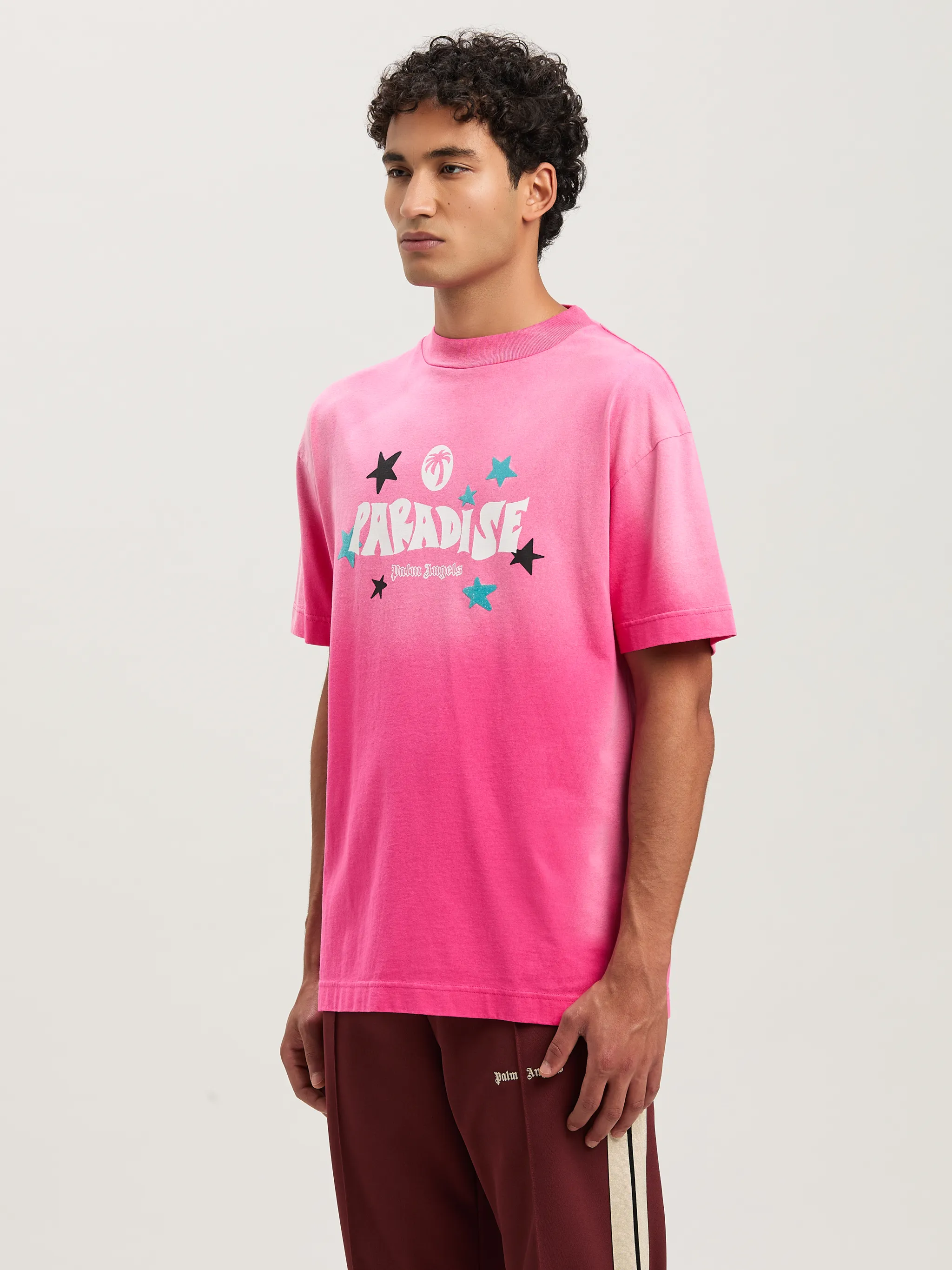 Paradise T-shirt in 3203 fuchsia - off white - Palm Angels® Official