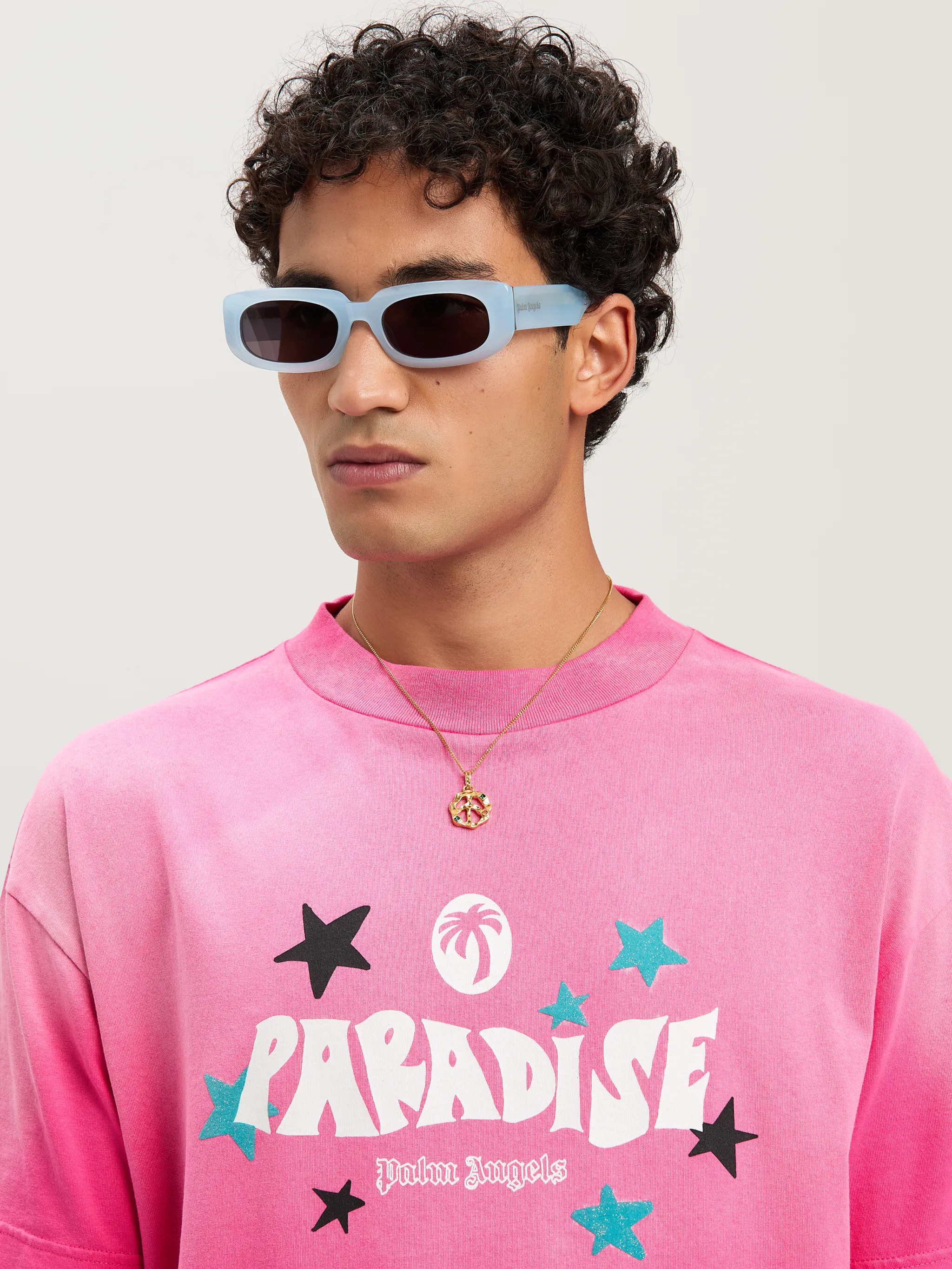 Paradise T-shirt in 3203 fuchsia - off white - Palm Angels® Official