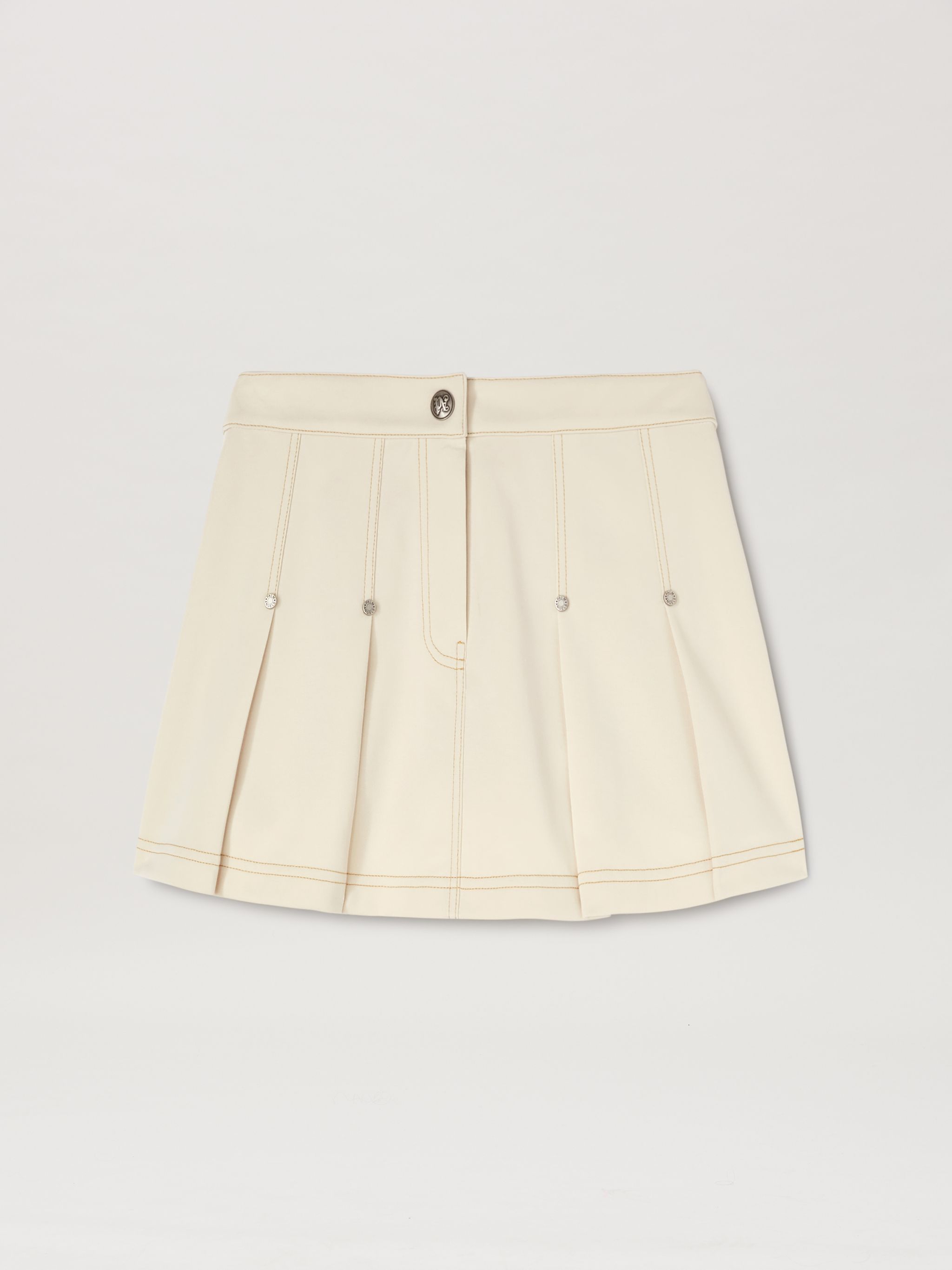 Ivory pleated short skirt best sale