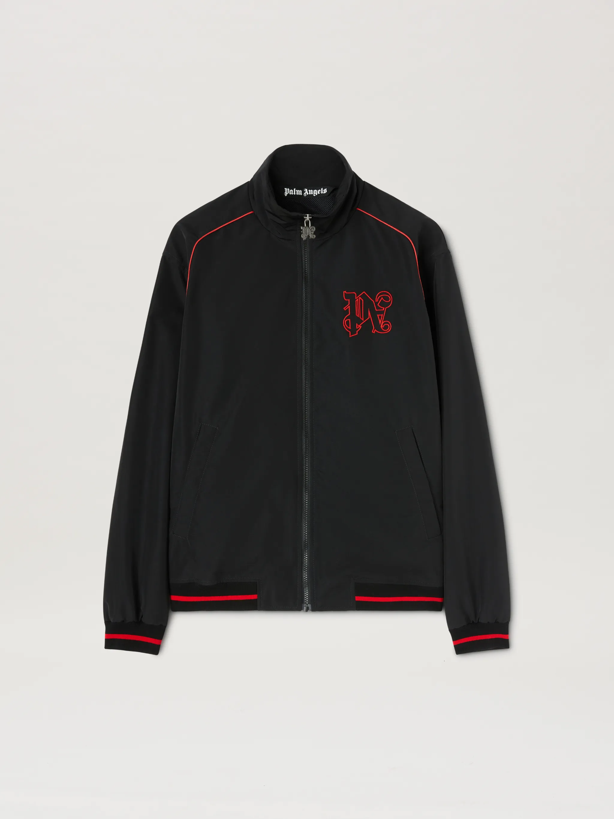 Palm Angels Patch-Detail Embroidered Varsity Jacket Black Men's