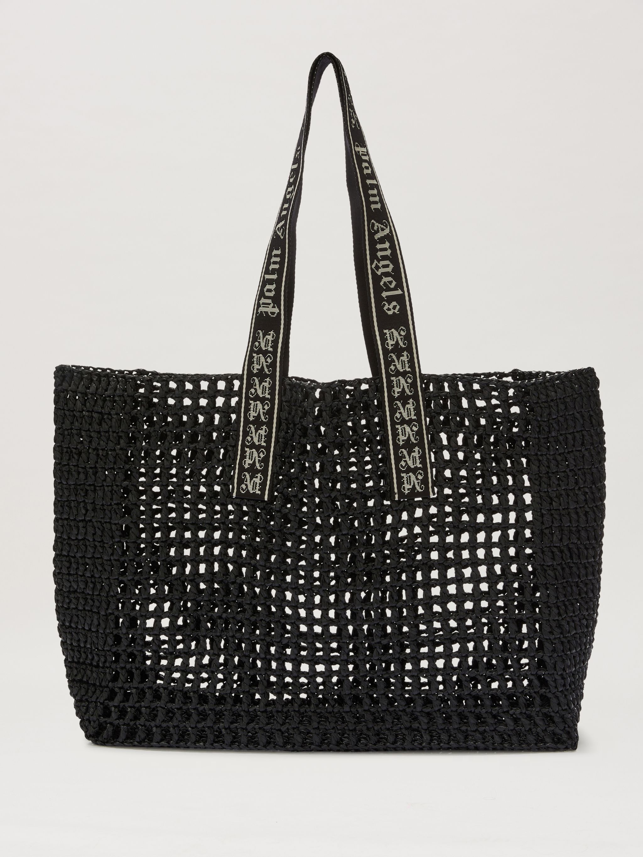 Raffia Tote Bag In Black - Palm Angels® Official