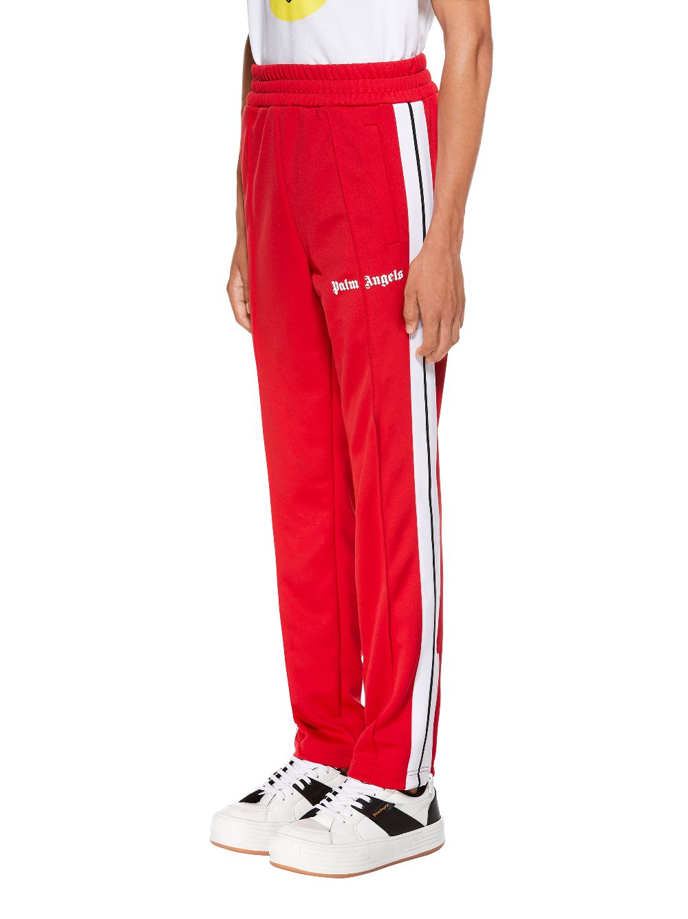 red track pants white stripe