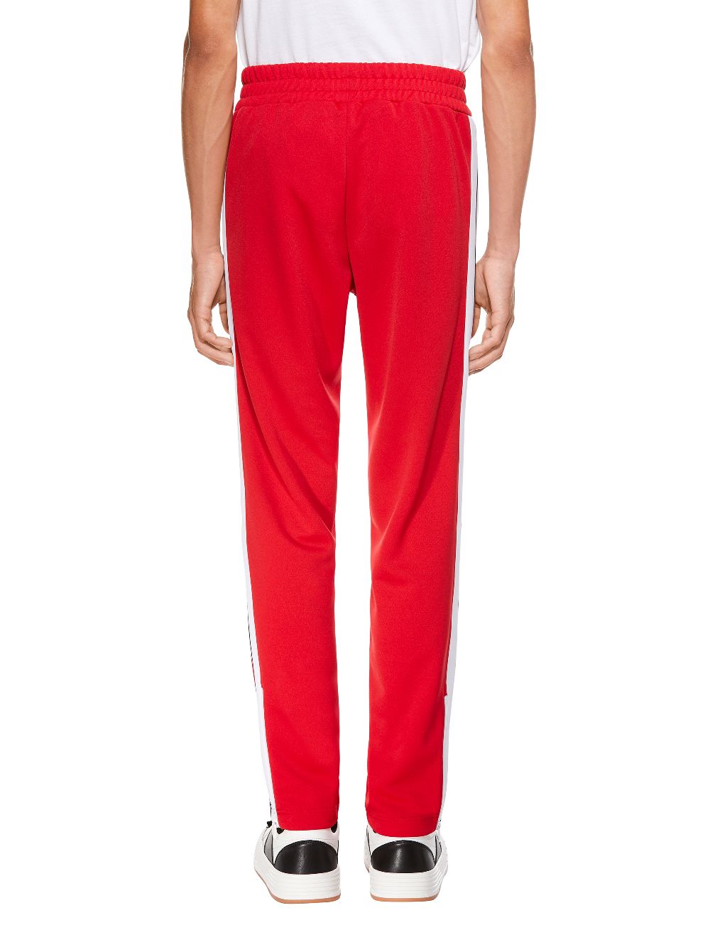 red track pants white stripe